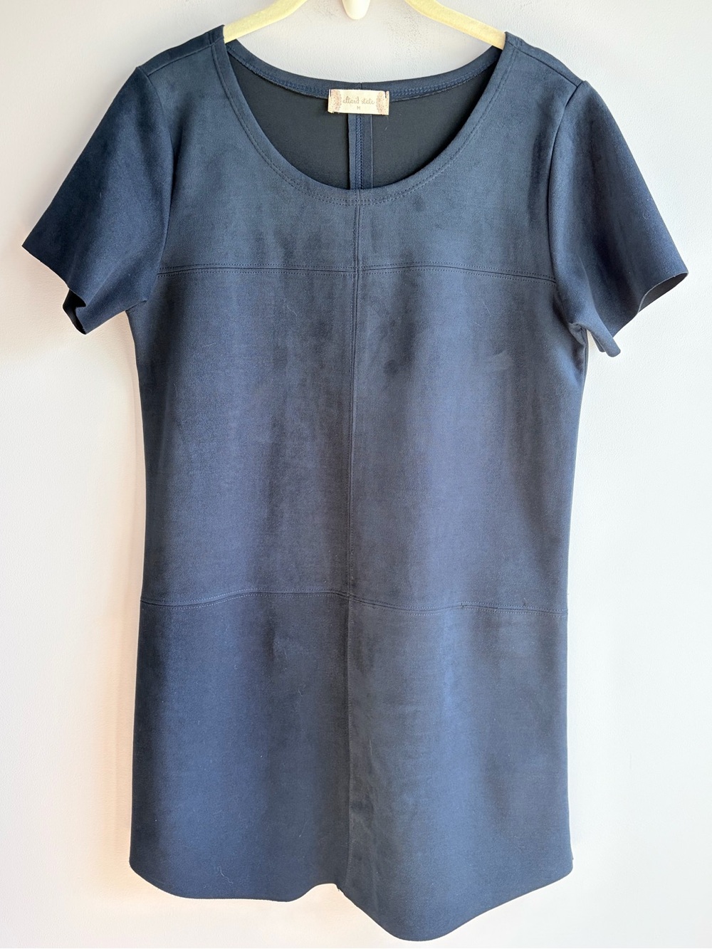 Altar'd State Dress Navy Blue Short Sleeve Mini Faux Suede Classic EUC Medium